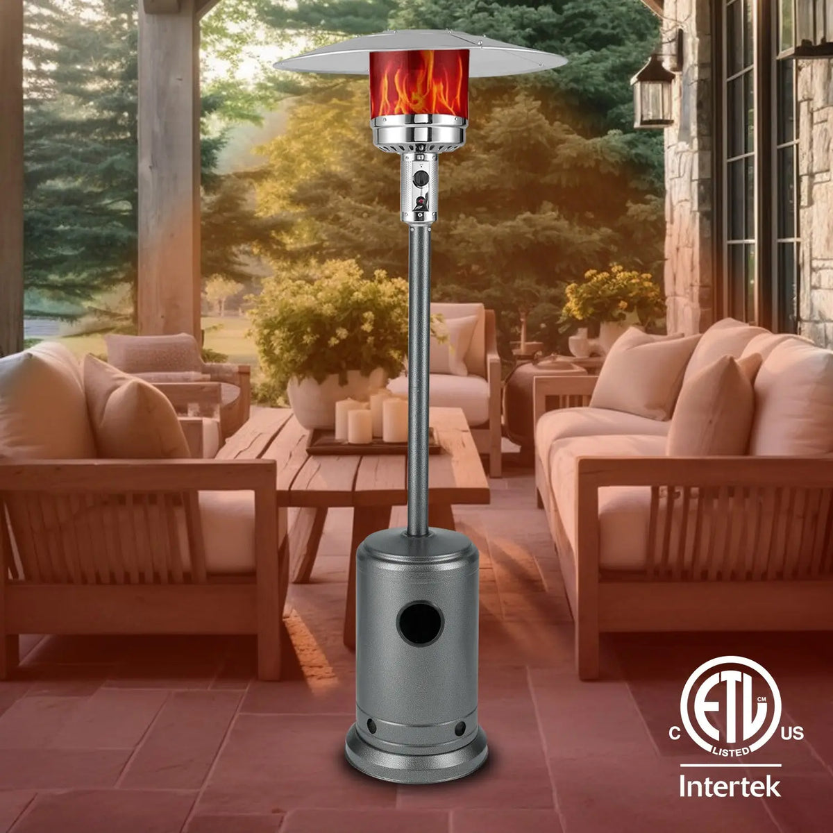 Commercial Series Patio Heater in Hammered Platinum Firesense