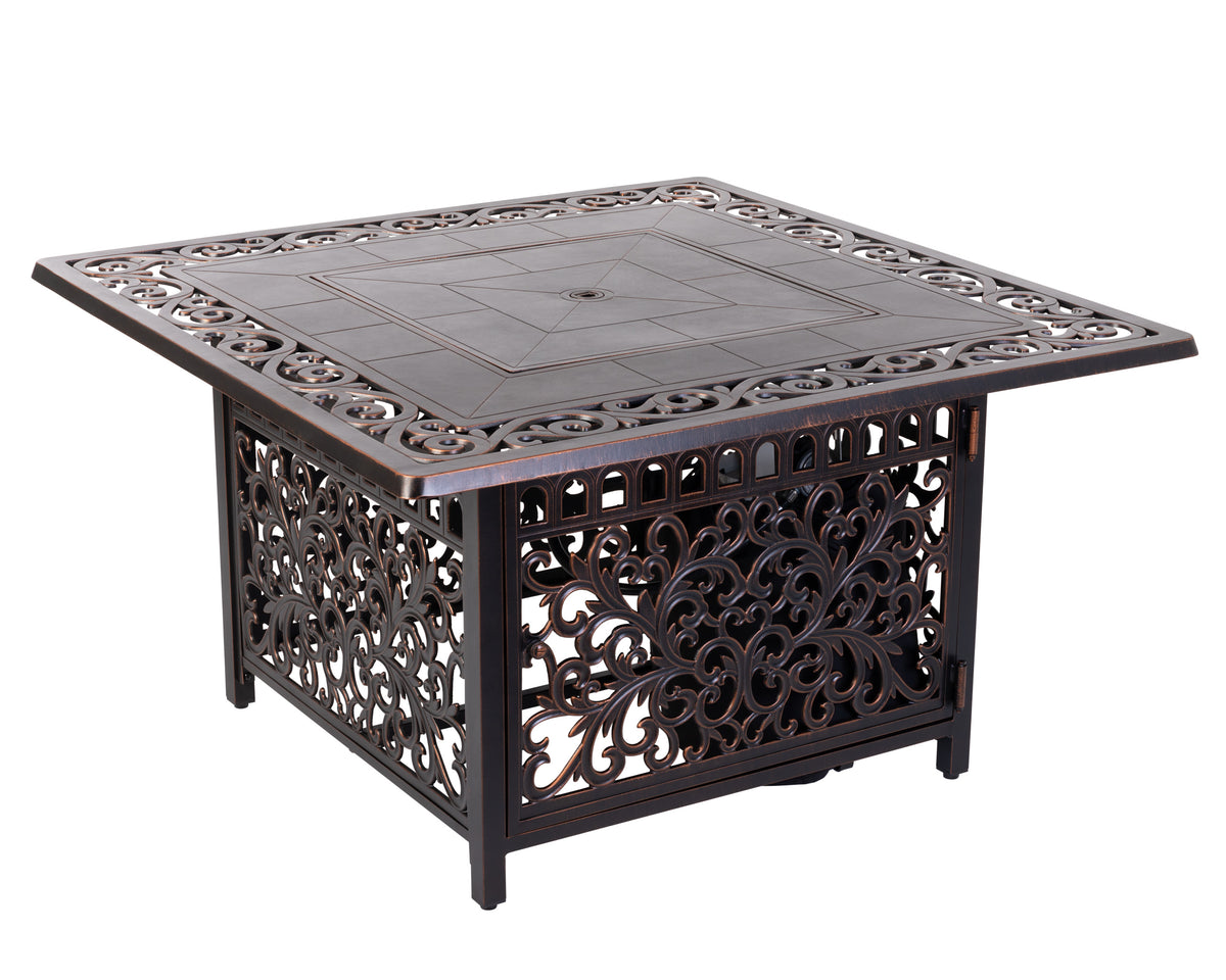 Offset Convertible Aluminum Rectangle Fire pit Coffee Table 42 x 30, JR  Home