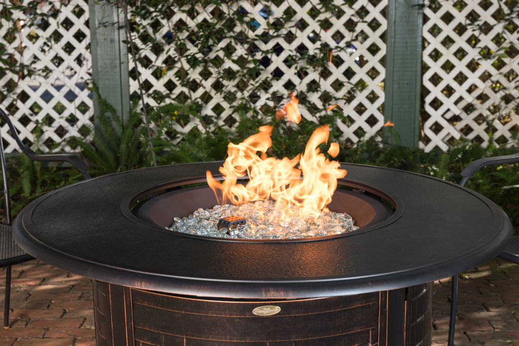 Armstrong 42" Round Basketweave Aluminum Convertible Gas Fire Pit Table