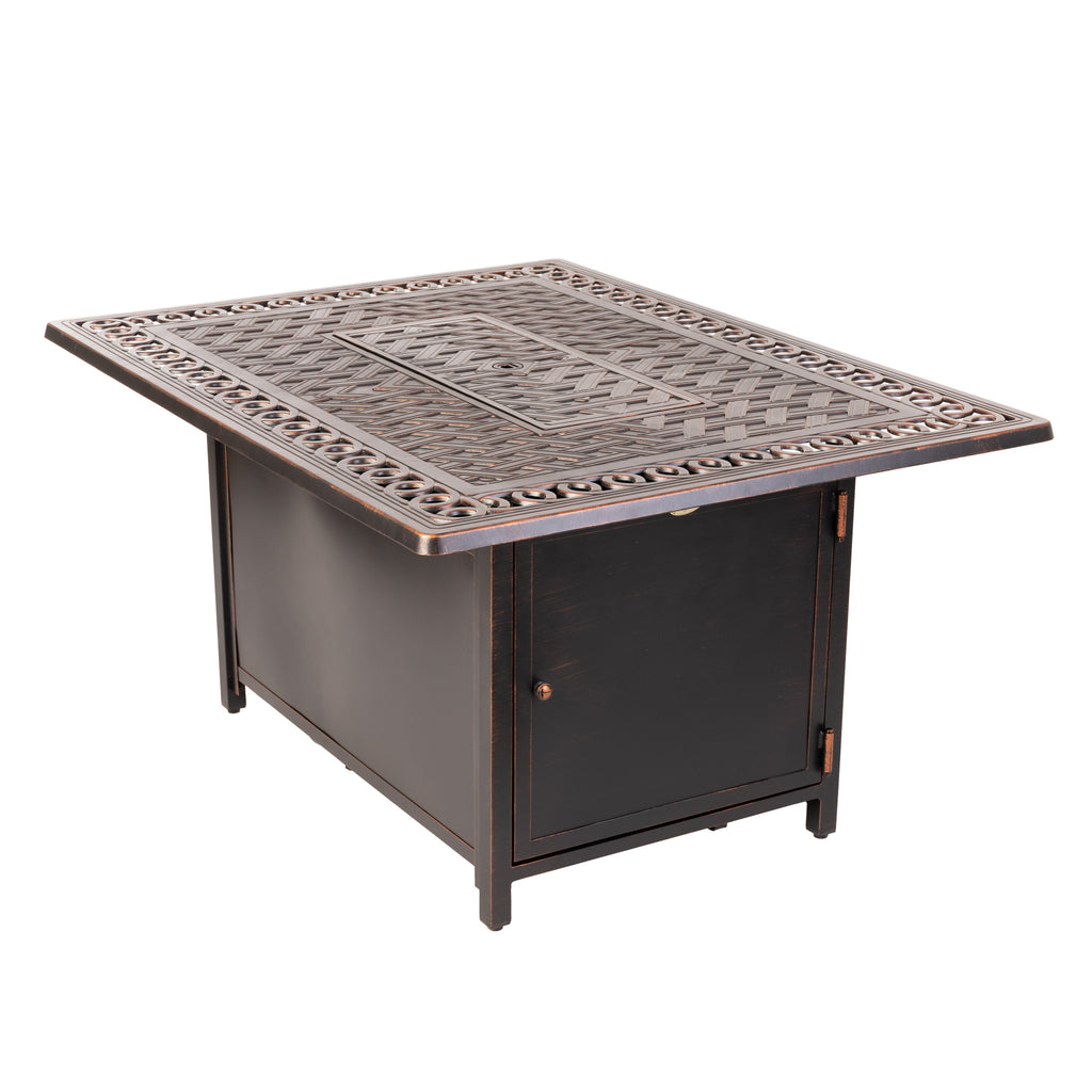 Meerin 48" Rectangular Woven Aluminum Convertible Gas Fire Pit Table