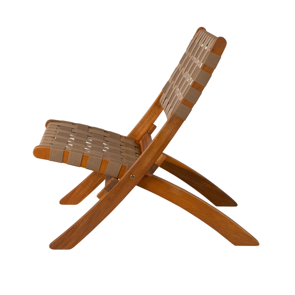 Sava Indoor-Outdoor Folding Chair in Brown Webbing