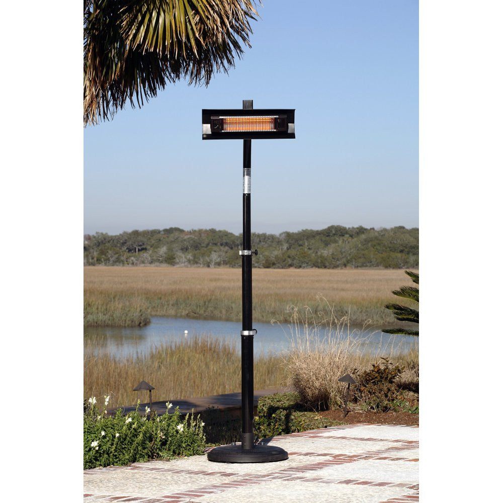 Black Powder Coated Steel Telescoping Offset Pole Mounted Infrared Patio Heater