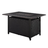 Albany 44" Rectangular Woven Aluminum Convertible Gas Fire Pit Table Fire Sense