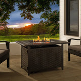 Albany 44" Rectangular Woven Aluminum Convertible Gas Fire Pit Table Fire Sense