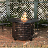 Armstrong 42" Round Basketweave Aluminum Convertible Gas Fire Pit Table Fire Sense