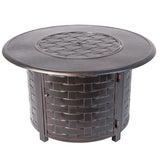 Armstrong 42" Round Basketweave Aluminum Convertible Gas Fire Pit Table - Fire Sense/Balkene Home