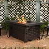 Armstrong 48" Rectangular Basketweave Aluminum Convertible Gas Fire Pit Table Fire Sense