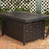 Armstrong 48" Rectangular Basketweave Aluminum Convertible Gas Fire Pit Table Fire Sense