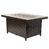 Armstrong 48" Rectangular Basketweave Aluminum Convertible Gas Fire Pit Table - Fire Sense/Balkene Home