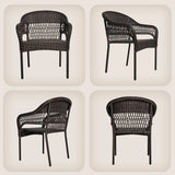 Arro Bistro Stacking Chairs, Mocha, Wicker Construction, Indoor & Outdoor - 4 Piece Set Balkene Home