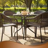 Arro Bistro Stacking Chairs, Mocha, Wicker Construction, Indoor & Outdoor - 4 Piece Set Balkene Home