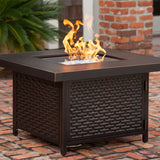 Baker 40" Square Woven Aluminum Convertible Gas Fire Pit Table Fire Sense