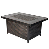 Baker 48" Rectangular Woven Aluminum Convertible Gas Fire Pit Table - Fire Sense/Balkene Home