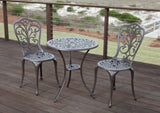 Faustina Antique Bronze 3pc Bistro Set Fire Sense/Balkene Home