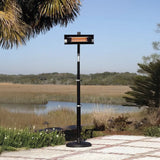 Black Powder Coated Steel Telescoping Offset Pole Mounted Infrared Patio Heater Fire Sense