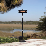 Black Powder Coated Steel Telescoping Offset Pole Mounted Infrared Patio Heater