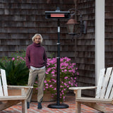 Black Powder Coated Steel Telescoping Offset Pole Mounted Infrared Patio Heater - Fire Sense/Balkene Home