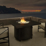 Dalton 40" Square Woven Aluminum Convertible Gas Fire Pit Table Fire Sense