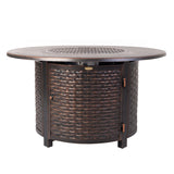 Florence 44" Round Woven Aluminum Convertible Gas Fire Pit Table - Fire Sense/Balkene Home