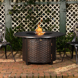 Florence 44" Round Woven Aluminum Convertible Gas Fire Pit Table - Fire Sense/Balkene Home