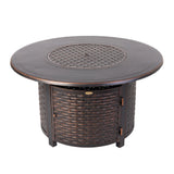 Florence 44" Round Woven Aluminum Convertible Gas Fire Pit Table - Fire Sense/Balkene Home