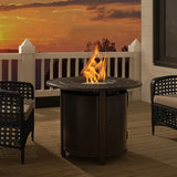 Franklin 33" Round Cane-weave Aluminum Convertible Gas Fire Pit Table Fire Sense