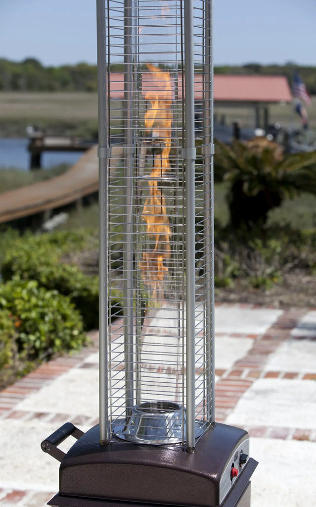 fire sense umbrella halogen patio heater 60404 Hammered Bronze Finish Square Flame Patio Heater