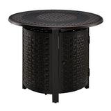 Hendricks 34" Round Woven Aluminum Convertible Gas Fire Pit Table Fire Sense