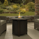 Hendricks 34" Round Woven Aluminum Convertible Gas Fire Pit Table Fire Sense