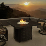 Henley 40" Round Aluminum Basketweave Convertible Gas Fire Pit Table Fire Sense