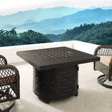 Henley 40" Round Aluminum Basketweave Convertible Gas Fire Pit Table Fire Sense