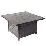 Langhorne 40" Square Woodgrain Aluminum Convertible Gas Fire Pit Table - Fire Sense/Balkene Home