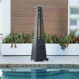 Modern Pyramid Flame Patio Heater, Matte Black Fire Sense