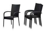 Morgan Outdoor Wicker Stacking Chairs - Black - Set of 4 Balkene Home