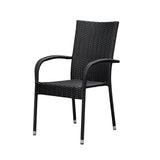 Morgan Outdoor Wicker Stacking Chairs - Black - Set of 4 - Fire Sense/Balkene Home