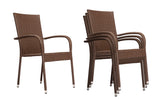 Morgan Outdoor Wicker Stacking Chairs - Mocha - Set of 4 Fire Sense