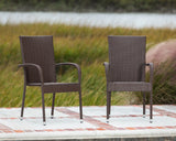 Morgan Outdoor Wicker Stacking Chairs - Mocha - Set of 4 - Fire Sense/Balkene Home