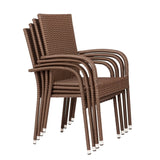 Morgan Outdoor Wicker Stacking Chairs - Mocha - Set of 4 - Fire Sense/Balkene Home