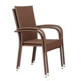 Morgan Outdoor Wicker Stacking Chairs - Mocha - Set of 4 - Fire Sense/Balkene Home