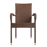 Morgan Outdoor Wicker Stacking Chairs - Mocha - Set of 4 - Fire Sense/Balkene Home