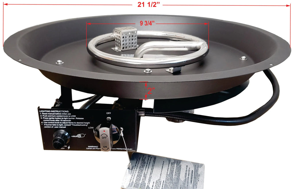 Round Convertible Gas Fire Pit Burner (LPG/Natural Gas) Fire Sense