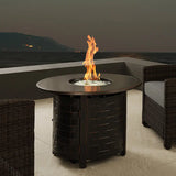 Nelson 40" Oval Basketweave Aluminum Convertible Gas Fire Pit Table Fire Sense