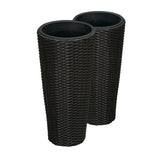 Noah Round Wicker Planter 2-piece Set in Black Balkene Home