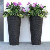 Noah Round Wicker Planter 2-piece Set in Black Balkene Home