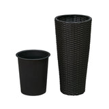 Noah Round Wicker Planter 2-piece Set in Black Balkene Home