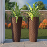 Noah Round Wicker Planter 2-piece Set in Mocha Balkene Home