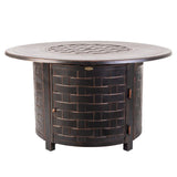 Perissa 44" Round Basketweave Aluminum Convertible Gas Fire Pit Table - Fire Sense/Balkene Home