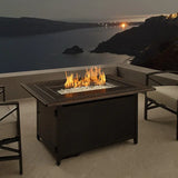 Perkins 48" Rectangular Cane-weave Aluminum Convertible Gas Fire Pit Table Fire Sense