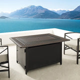 Perkins 48" Rectangular Cane-weave Aluminum Convertible Gas Fire Pit Table Fire Sense