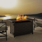 Preston 44" Rectangular Basketweave Aluminum Convertible Gas Fire Pit Table Fire Sense